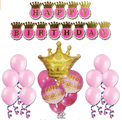 Rasuimpex Happy Birthday Crown Banners for Girl Birthday with 1 pcs ...