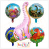 RasuDecor 5Pcs (1*37.5” Apatosaurus-Pink Dinosaur + 4*18” Dinosaur Print Circle Foil Balloon) (Set of 5) Birthday Theme Party Decorations Celebrations, Anniversary Festive Bouquet Balloons #RasuImpex