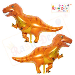 RasuDecor 2pcs 42” Tyrannosaurus Flavus Orange Dinosaur Mylar Foil Balloon (107x60) cm, Toy Birthday, Dinosaur Theme and Adult Kids Children's Party Decorative # RasuImpex