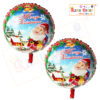 RasuDecor 2Pcs 18” Merry Christmas Circle Mylar Foil Balloon Kit (45x45) cm- Snowman/ Tree/Bell/Gift Box/Cane/ Stockings/ Aluminum Foil Balloon Merry Xmas Decorations #RasuImpex