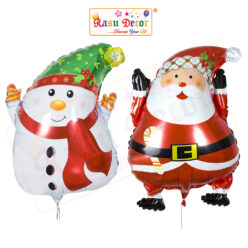 RasuDecor 2Pcs 25” Giant Santa Claus/Snowman Merry Christmas Mylar Foil Balloon (63x45) cm Tree/Bell/Gift Box/Cane/ Stockings Aluminum Foil Xmas Decorations #RasuImpex