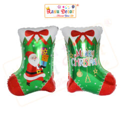 RasuDecor 2Pcs 24.5” Giant Merry Christmas Stockings Mylar Foil Balloon (62x46) cm Xmas Tree/Bell/Gift Box/Cane/ Stockings Aluminum Foil Xmas Decorations #RasuImpex
