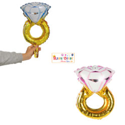 RasuDecor 2pcs(1+1) 18” Mini Ring Mylar Foil Balloon Engagement, Marriage, Anniversary, Valentine’s Day, Bride to Be Theme Party Decorative Blue+Pink #RasuImpex