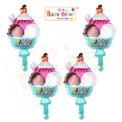 RasuDecor 4pcs 18” Mini Hamburg Ice Cream Mylar Foil Balloon Kid’s Toy Foil Balloon Birthday Engagement Wedding Baby Shower Donut Theme and Children's Party Decorative #RasuImpex