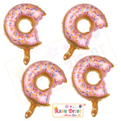 RasuDecor 4pcs 18” Mini Cut Donut Mylar Foil Balloon Kid’s Toy Foil Balloon Birthday Engagement Wedding Baby Shower Donut Theme and Children's Party Decorative #RasuImpex
