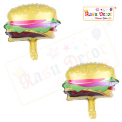 RasuDecor 2pcs 18” Mini Burger Mylar Foil Balloon Kid’s Toy Foil Balloon Birthday Engagement Wedding Baby Shower Donut Theme and Children's Party Decorative #RasuImpex
