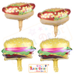RasuDecor 4pcs 18” Mini (Burger &Hotdog Sausage each 1pc) Mylar Foil Balloon Kid’s Toy Foil Balloon Birthday Engagement Wedding Baby Shower Donut Theme and #RasuImpex