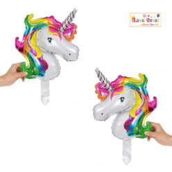 RasuDecor 2pcs 18” Mini Unicorn Head Mylar Foil Balloon Kid’s Toy Birthday, Unicorn Theme and Children's Party Decorative #RasuImpex